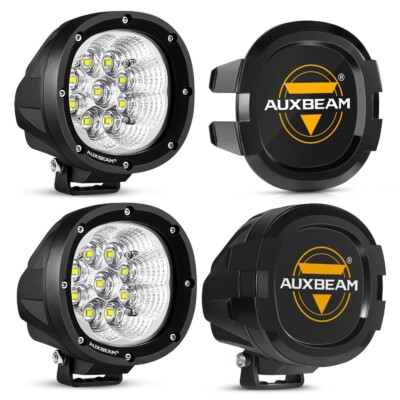 2x 4'' 90W Bumper Round LED Pods Driving Ditch Lights white Flood Offroad + Cover
