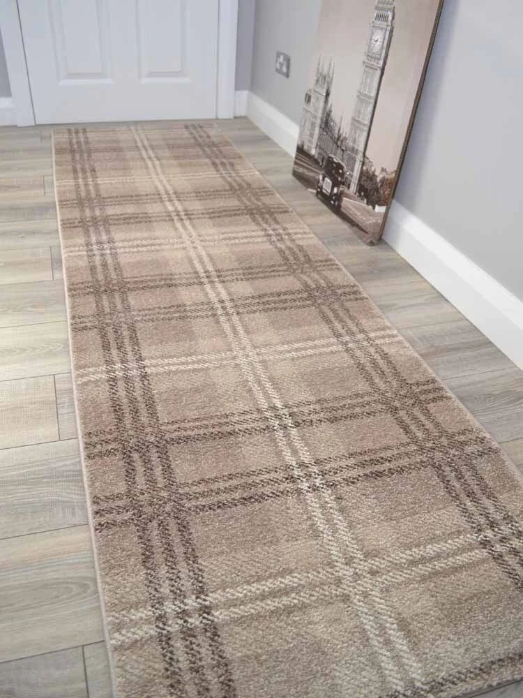 Beige Tartan Hall Runner Carpet Neutral Very Long Thin Hallway Rugs ANY Length
Opens in a new window