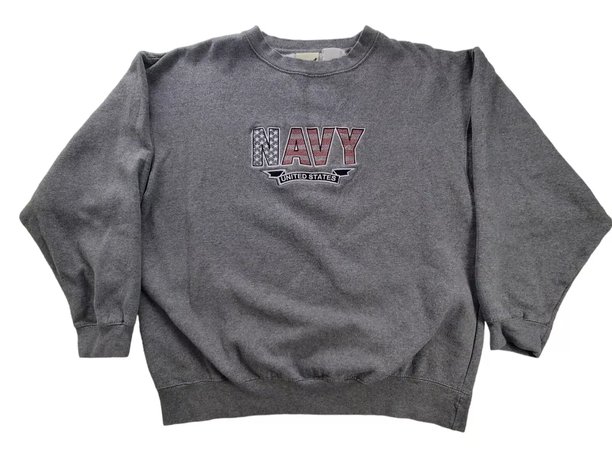 Vintage U.S. Navy Sweatshirt Womens Large Embroidered Gray eBay