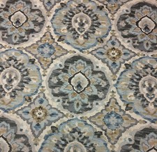 BALLARD DESIGNS BRISTOW BLUE FLORAL GEOMETRIC MULTIUSE FABRIC BY THE YARD 54" W