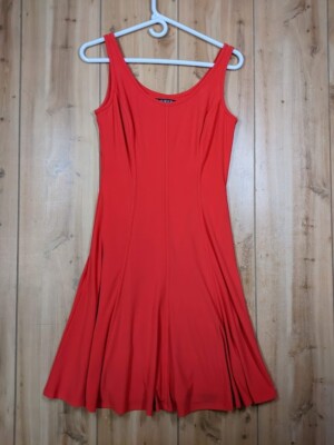 LAUREN RALPH LAUREN Skater Ponte Dress Sz 4 Red Fit Flare Stretchy Bright |  eBay