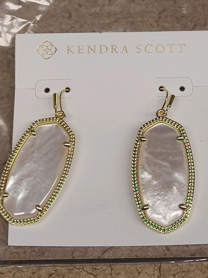 Kendra Scott Elle Ivory Mother of Pearl Earrings Gold Tone - Image 2 of 4