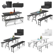 180cm Bierzeltgarnitur Set klappbar Festzeltgarnitur 3-teilig Bierbankgarnitur