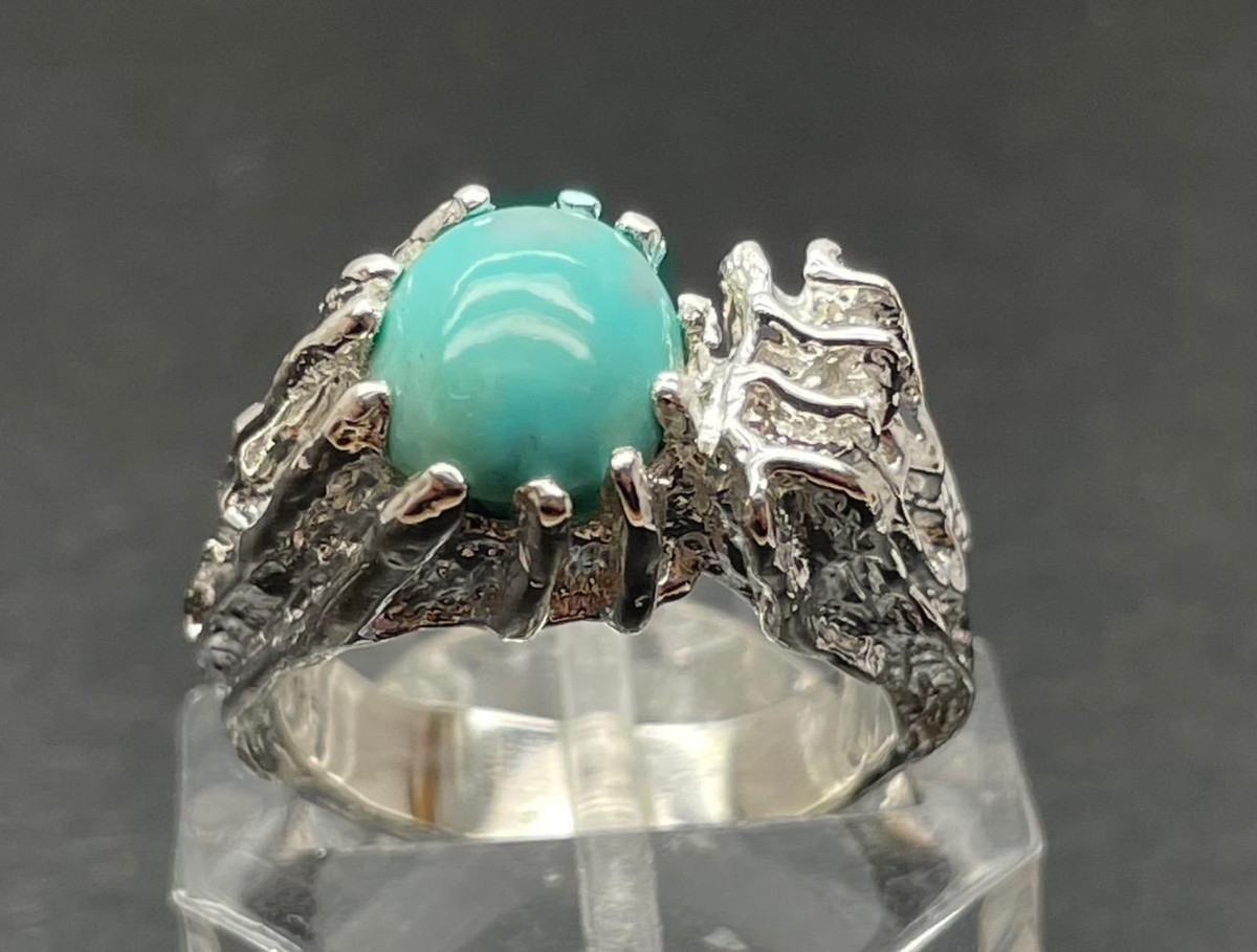 2.085 CT ARIZONA TURQUOISE .925 STERLING SILVER MENS PINKY RING SZ