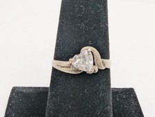 Vintage Sterling Silver 925 Heart Cubic Zirconia Ring Size 7