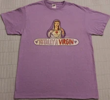 Unisex Lg Teen Hearts Purple Totally A Virgin Graphic T Shirt