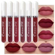 evpct CmaaDu 6Pcs Lipstick Matte Liquid Lipstick Lipgloss Set for Women, Dark