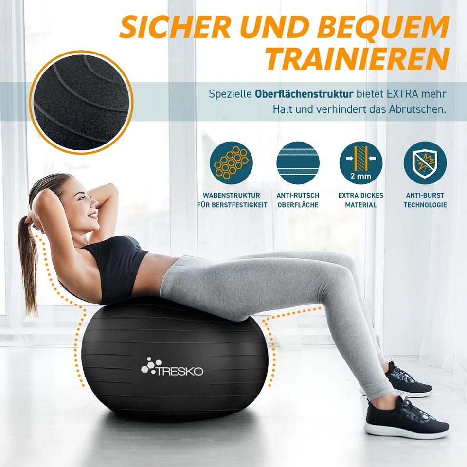 Gymnastikball Fitnessball Sitzball Sportball Pilates Ball Sportball Yogaball - Bild 2 von 4