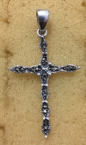 Sterling Silver Marcasite Cross Pendant 