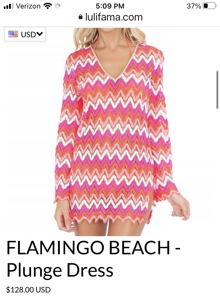 Luli Fama ~ Flamingo Beach Plunge Dress ~ Swimsuit Cover-up ~ Small Beach |  eBay