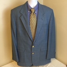 Burtons Mens Stores Blue Two Button Blazer Jacket 42L 42 L USA Made Free Ship!