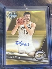 ZACH EDEY 2023 BOWMAN U Chrome GOLD LAVA REFRACTOR PROSPECT AUTO # /50 Grizzlies