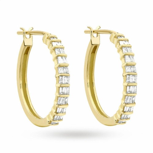 Pave 0,60 cts diamanti naturali Orecchini cerchio in Solido oro giallo 14 carati