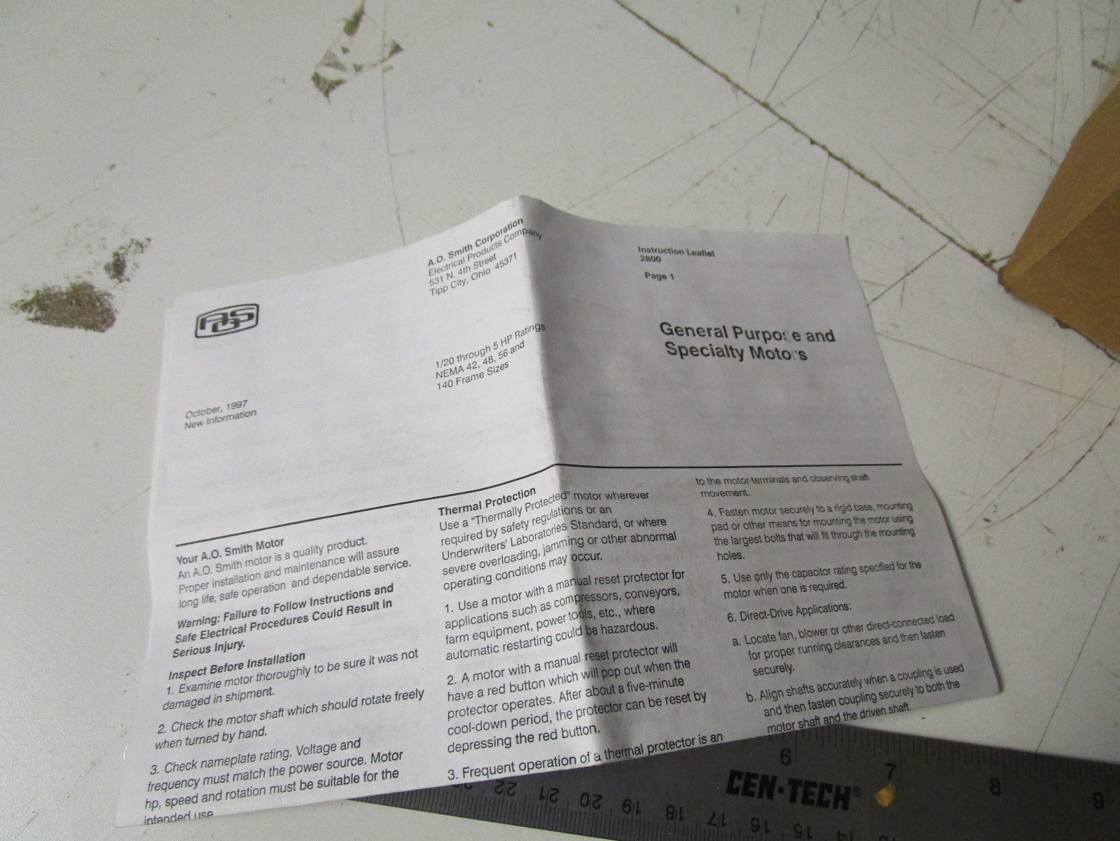 Buy Century FSE1036SV1 Condenser Fan Motor 1/3 HP PSC 1075 RPM 208-230v  Frame 48 online | eBay