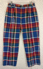 Vtg Polo Ralph Lauren Pleated Pants 80's Madras Plaid USA 32"x29.5" Preppy Golf