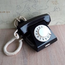 1970s Vintage USSR Mid-Century BLACK WHITE Phone Dial Telephone KGB soviet Decor