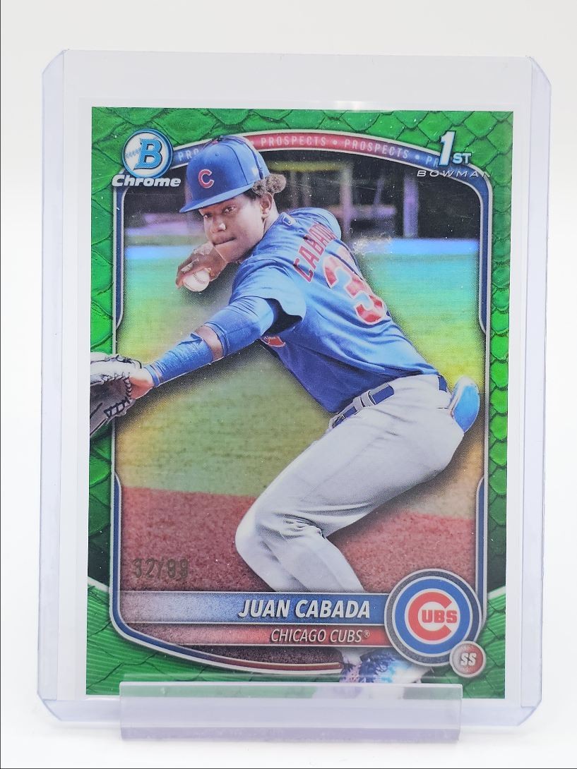 JUAN CABADA 2025 BOWMAN CHROME 1ST GREEN REPTILIAN CUBS /99 Q6167