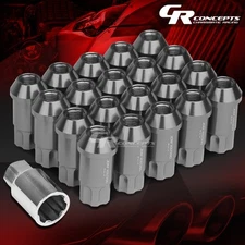 GUN METAL 20PCS M12X1.25 JDM STYLE 25MM OD 50MM TALL ALUMINUM RIMS LUG NUTS+KEY