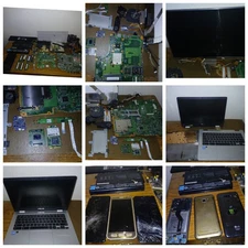 Mixed Laptop & Phone Parts Lot: Motherboard, Keyboards, Batteries, Screens, RAM.