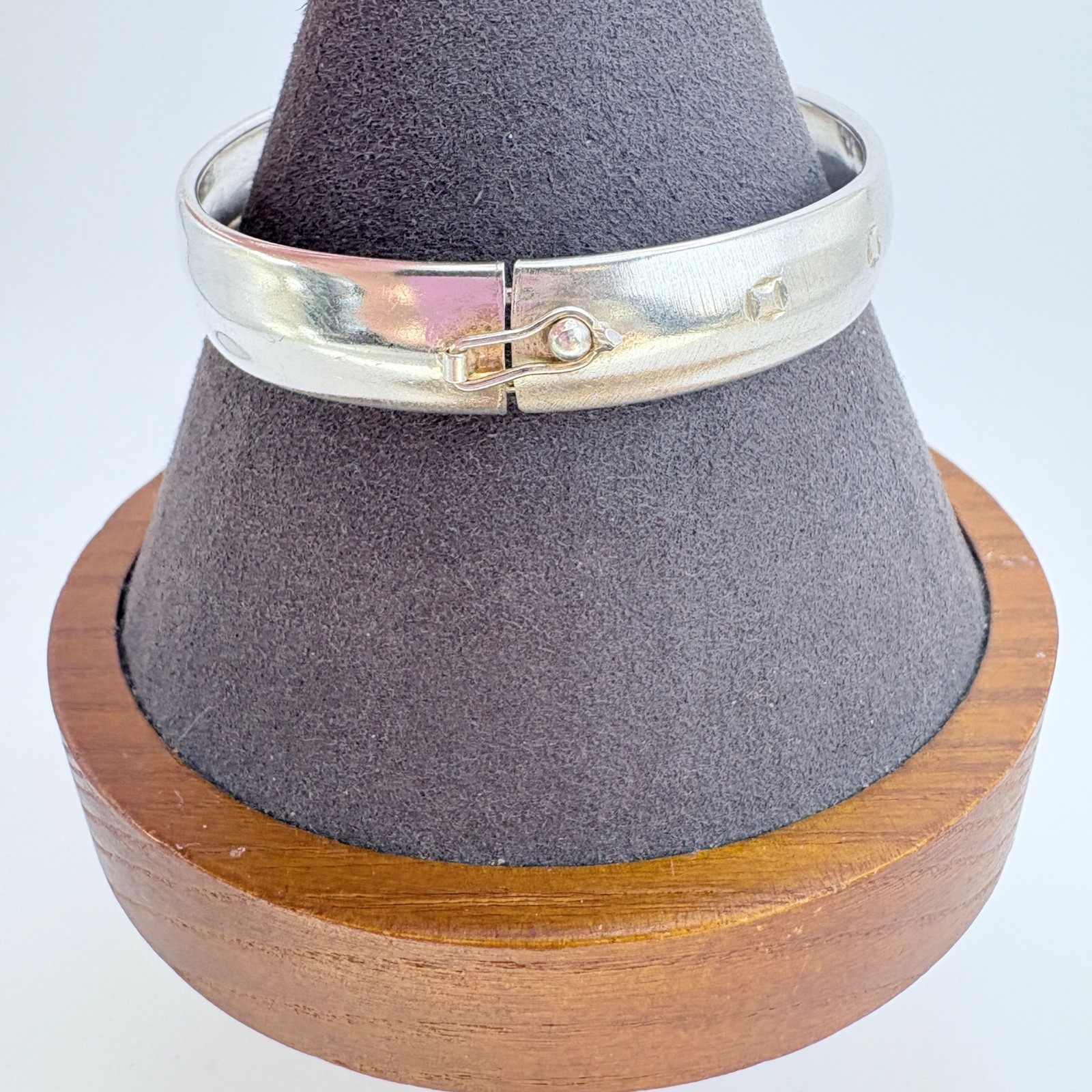 VTG Solid Sterling Silver 925 Hinged Bangle Brace… - image 3