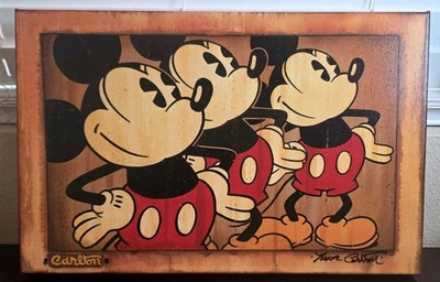 Three Vintage Mickeys 11Hx17W Disney Fine Art by Trevor Carlton - Image 1 of 3