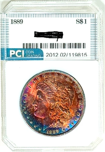 1889-P  Gem BU +++ Morgan Dollar Monster Rainbow Color  Toned