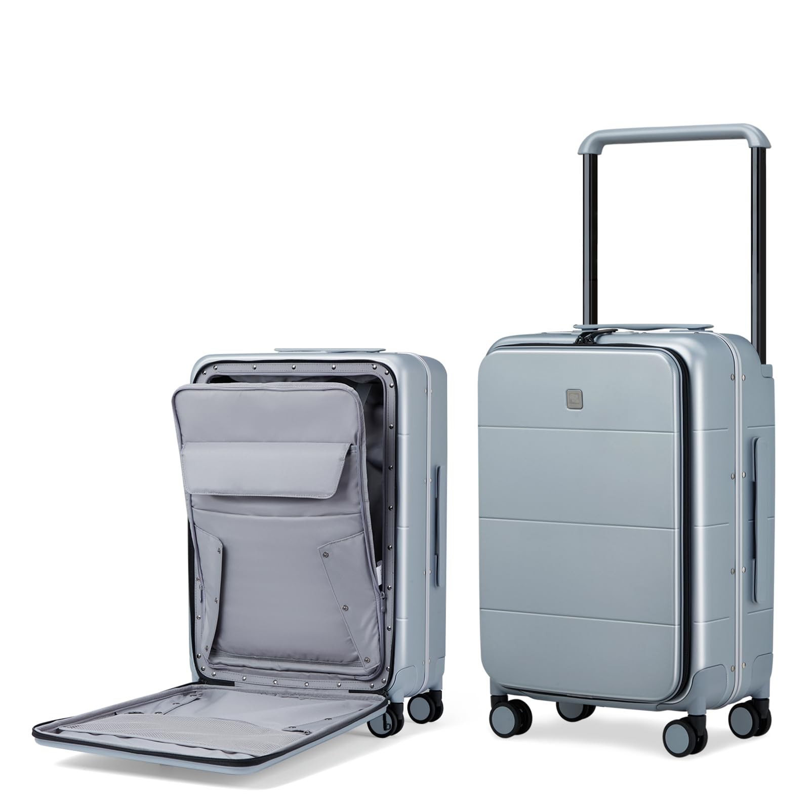Wide Handle Luggage, 24 Inch Suitcase with Front Pocket, Top