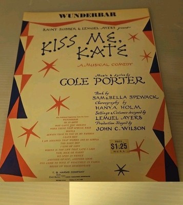 Vintage 1948, ''Wunderbar'' Sheet Music From Musical Kiss Me Kate By Harms Co.