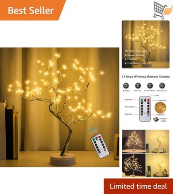 Fairy Tree Lamp 108 LEDs Warm White Dimmable Remote USB Battery Decor