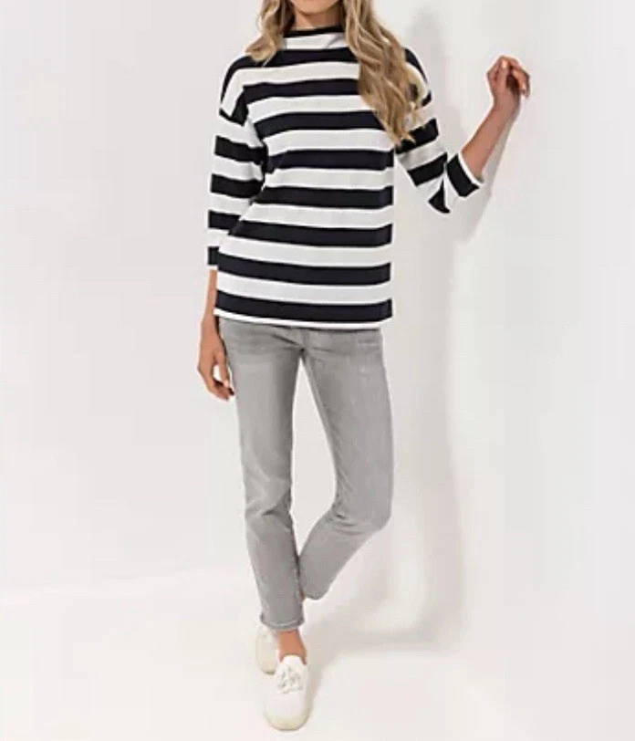 STRANDFEIN Sweatshirt, 3/4-Arm Stehkragen gestreift figurumspielend. Gr.40.   F - Bild 3 von 3