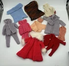 Vintage Lot Of 15 Hand Knit Crochet Barbie Clone Doll Estate Clothing 3B