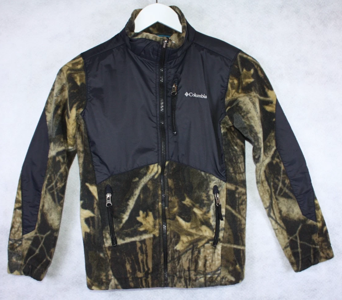 Columbia Boys Camouflage Full Zip Fleece Lightweight Jacket Size Medium 10/12