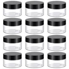 1 Oz Plastic Jars with Lids - BPA Free Clear Containers for Lotion, Cream,