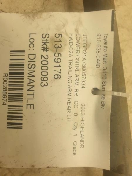 04-08 TOYOTA SOLARA DRIVER SIDE REAR LOWER CONTROL TRAILING ARM ASSEMBLY - Image 4 of 4