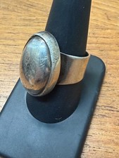 Taxco Mexico Signed Domed Oval Solid 925 Sterling Silver Ring 12 grams Size 9.5