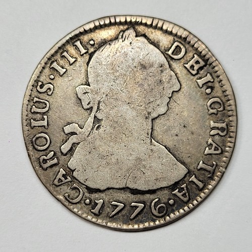 1776 Spanish Colonial Silver 2 Reales Genuine Silver Coin Potosi Bolivia *T407