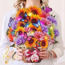 Birthday Cards with MUSIC LIGHTS, Pop Up Happy Birthday Card, Sunflower B...