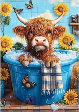 5D Diamond Art Painting Kits for Adult, Highland Cow Diamond Art Kits Adults