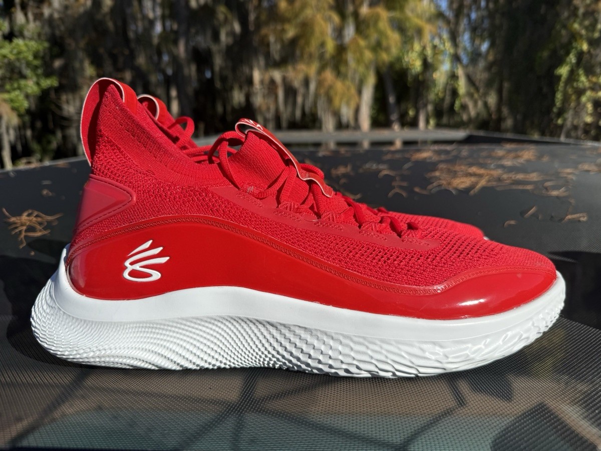 New Under Armour Curry Flow 8 TB Red White (3024785-605) Size 16