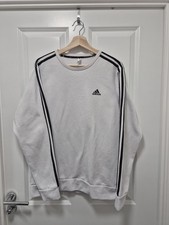 Adidas Grey Crewneck Sweatshirt Mens Medium 3 Stripe Logo Casual
