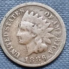 1886 Type 1 Indian Head Cent 1c Better Grade #101223