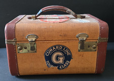 Vintage 1938 Cunard White Star Line Train Case Vanity Makeup Box Pre-WWII Travel