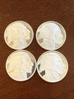 Lot of 4 - 1 Troy oz Buffalo .999 Silver Rounds
