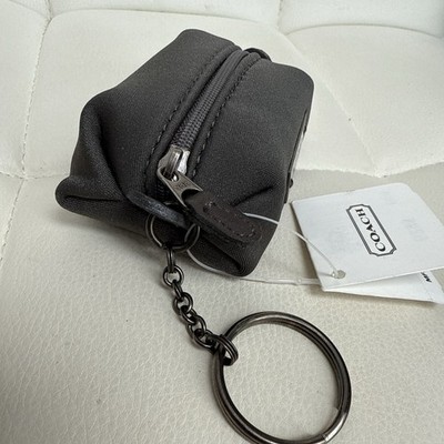 Coach Pudgie Case Zip Top Gray Neo Neoprene Mini Pouch Keychain