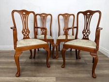 DINING CHAIRS 4 Yew Wood Georgian Style Highback 2 Carvers 2 Sides FREE DELIVERY