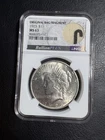 NGC MS63 Peace Dollar (1923) Uncirculated with Original Inked Treasury Bag Cloth