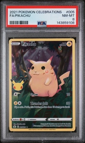 2021 POKEMON CELEBRATIONS #005 FULL ART/PIKACHU PSA 8