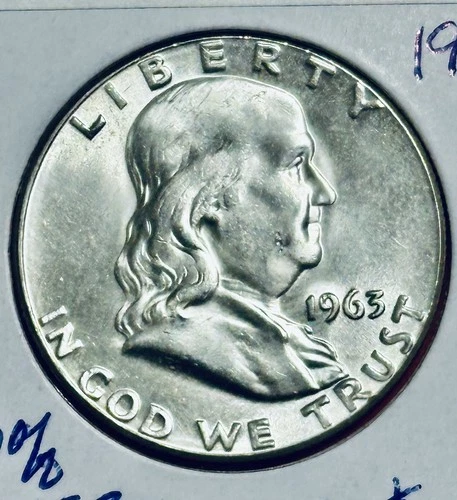 1963 Franklin Half Dollar - GEM Uncirculated- Mirror Finish 🇺🇸 #M20