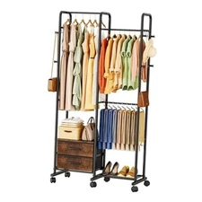  Rolling Clothing Garment Rack - Portable Freestanding Clothes Racks for Black