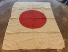 WWII Japanese Military Flag WW2 Vintage Silky Cloth w Tabs Strings Corners 35x25